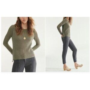 WRAP London Mesh-Stitch Sweater with Side Slit Zipper size 12 Soft Olive